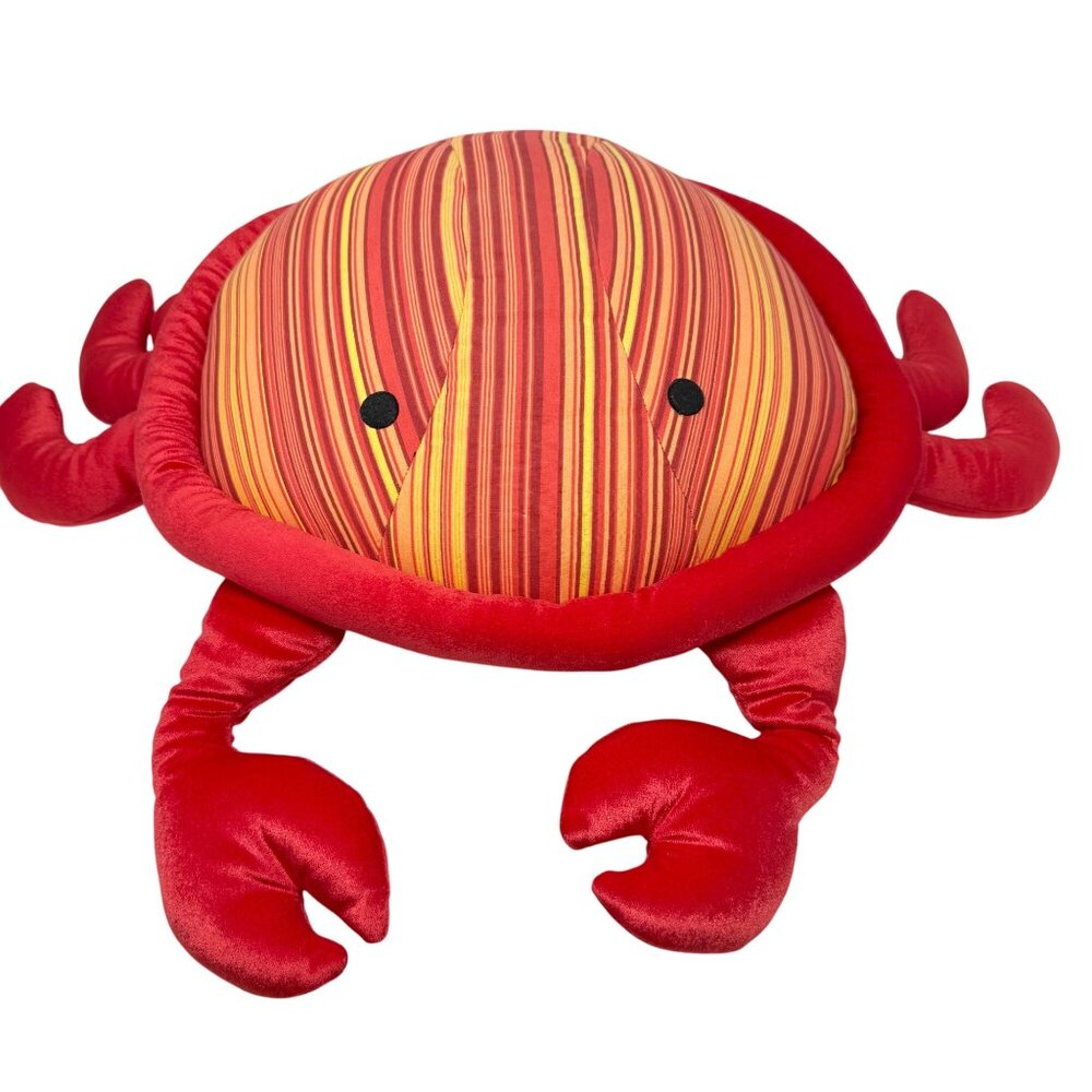 Red Crab Plush Accent Pillow Orange Yellow Stripe  Pier‎ 1 One Imports  26" Wide